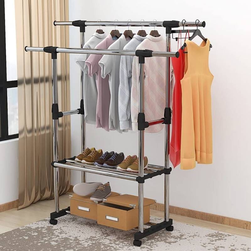 Folding double cloth & shoe rack 